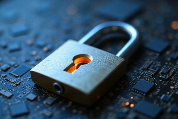 Padlock with keyhole and digital background